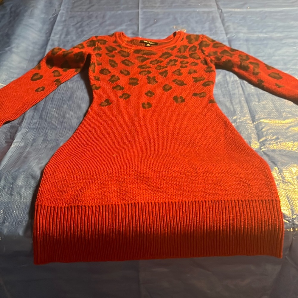 Brand new burgundy red leopard sweater dress